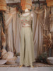 Beige Floral Embroidered Design Chiffon Palazzo Suit