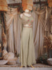 Beige Floral Embroidered Design Chiffon Palazzo Suit