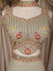Beige Floral Embroidered Design Chiffon Palazzo Suit