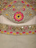 Beige Floral Embroidered Design Chiffon Palazzo Suit