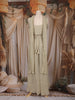 Beige Floral Embroidered Design Chiffon Palazzo Suit