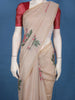 Beige Floral Embroidered Design Pure Cotton Saree