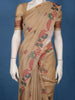 Beige Floral Embroidered Design Pure Cotton Saree