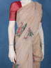 Beige Floral Embroidered Design Pure Cotton Saree