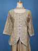 Beige Floral Embroidered Design Tussar Palazzo Suit