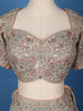 Beige Floral Embroidered Net Lehenga With Dupatta
