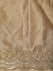 Beige Floral Embroidered Tissue Silk Saree with Scalloped Border
