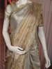 Beige Floral Embroidered Tissue Silk Saree with Scalloped Border
