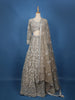 Beige Floral Embroidery Net Lehenga