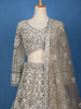 Beige Floral Embroidery Net Lehenga