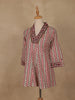 Beige Floral Printed Cotton Kurti Top