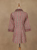 Beige Floral Printed Cotton Kurti Top