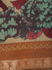 Beige Floral Printed Design Chanderi Cotton Saree with Contrast Zari Woven Border