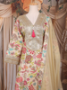 Beige Floral Printed Design Tissue Silk Anarkali Salwar Suit