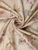 Beige Floral Printed Design Tussar Saree with Embroidered Lace Border