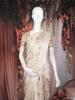 Beige Floral Printed Design Tussar Saree with Embroidered Lace Border