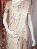Beige Floral Printed Design Tussar Saree with Embroidered Lace Border