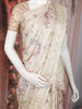 Beige Floral Printed Design Tussar Saree with Embroidered Lace Border