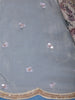 Beige Floral Sequin Designed Net Saree - Diadem