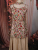 Beige Floral Sequins and Thread Embroidered Design Georgette Palazzo Suit with Choker Dupatta