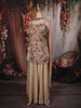 Beige Floral Sequins and Thread Embroidered Design Georgette Palazzo Suit with Choker Dupatta
