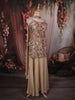 Beige Floral Sequins and Thread Embroidered Design Georgette Palazzo Suit with Choker Dupatta