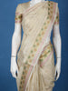 Beige Floral Woven Design Tissue Silk Saree