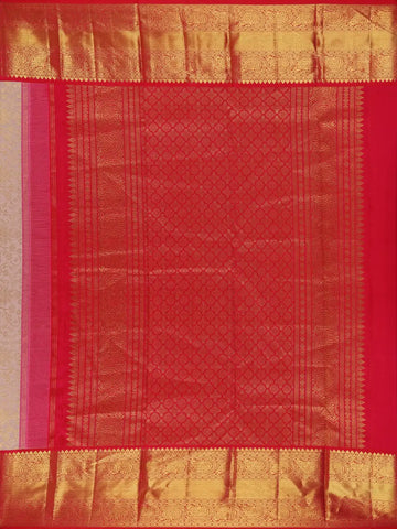 Beige Floral Woven Pure Kanchipuram Silk Saree - Diadem