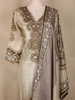 Beige Geometric Printed  Design Crepe Straight Cut Salwar Suit with Dupatta