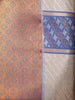 Beige Geometric Woven Silk Shirt with Matching Dhoti Featuring Blue and Copper Zari Border