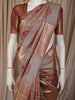 Beige Gold Geometric Zari Woven Design Semi Tussar Saree