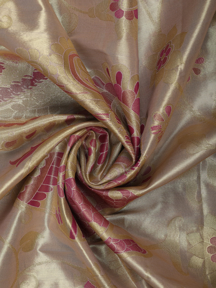 Beige Gold floral Design Tissue Saree - Diadem