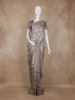Beige Grey Floral Design Tissue Silk Saree with Zari Border