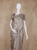 Beige Grey Floral Design Tissue Silk Saree with Zari Border