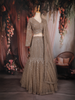 Beige Heavy Sequins and Beads Embroidered Design Net Mermaid Lehenga With Dupatta
