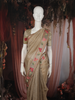 Beige Mini Checked Design Tissue Designer Saree with Floral Border