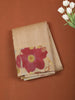 Beige Mini Checked Zari Woven Design Semi Tussar Saree with Floral Border