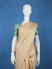 Beige Peacock And Stripes Woven Pure Kanchipuram Silk Saree