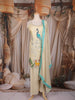 Beige Peacock and Deer Embroidered Design Silk Palazzo Suit with Dupatta