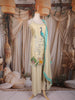 Beige Peacock and Deer Embroidered Design Silk Palazzo Suit with Dupatta