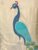 Beige Peacock and Deer Embroidered Design Silk Palazzo Suit with Dupatta
