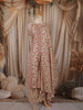 Beige Pink Floral Printed Design Cotton Anarkali Salwar Suit with Dupatta