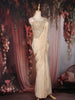 Beige Sequins Embellished Design Satin Ready To Wear Saree