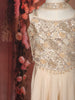 Creamy Beige Sequins and Beads Embroidered Design Crepe Kids Palazzo Suit
