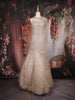Beige Sequins and Beads Embroidered Design Net Mermaid Gown