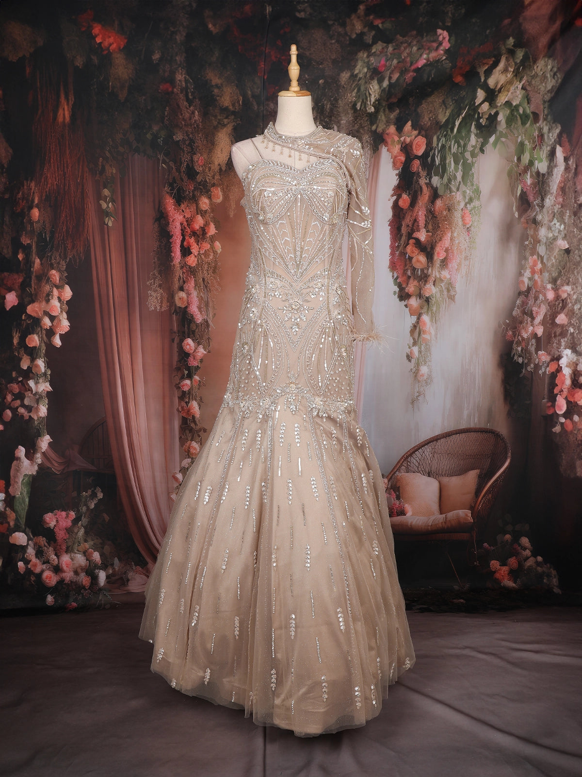 Bridal Gown Indo Western Dress For Engagement Female Buy Designer Indo Western In US Beige Embroidered Bridal Gown Indo Western Dress For Engagement Female Buy Designer Indo Western In US Beige Embroidered
