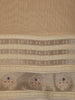Beige Solid Design Fancy Cotton Saree