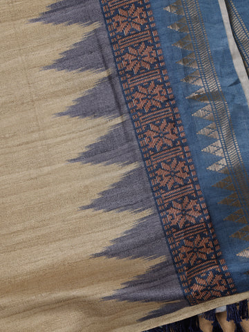 Beige Solid Designed Soft Silk Saree - Diadem