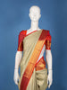 Beige Solid Woven Design Pure Kanchipuram Silk Saree