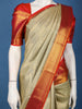 Beige Solid Woven Design Pure Kanchipuram Silk Saree